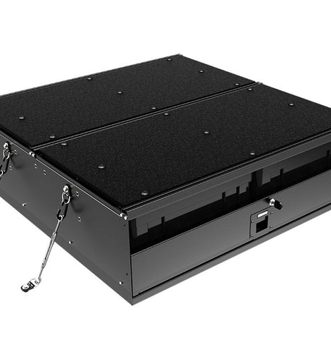 This Cub Pack based lockable drawer system provides a comprehensive and practical vehicle based storage solution. The removable Cub Pack boxes simplify the organizing and transporting of stored items between the vehicle and the campsite, garage, store, etc. This Removable Box Drawer can be fitted in a variety of vehicles as a universal drawer solution. Engineered tough for both on and off-road conditions. Product Dimensions: 1000mm (39.4'') L x 950mm (37.4) W x 285mm (11.2'') H