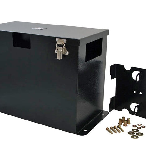 This box allows you to mount an additional battery for your vehicle onto any flat surface, held safe and secure, away from damage.