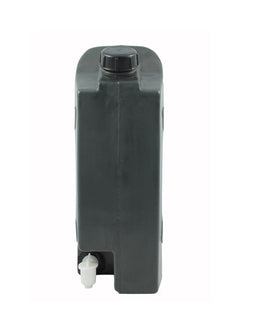 An all plastic food grade water tank that fits into the Front Runner line of Jerry Can holders as well as other popular Jerry Can holders. It is similar in size and shape to most jerry cans on the market.