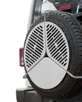This ingenious, stainless steelcooking grate, stores over your spare wheel and takes up virtually no space.