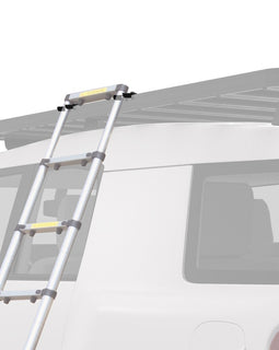 Apair of brackets that fits to Slimline IIrack and allow a telescopic ladder to be rested securely against the rack and prevents the ladder from sliding sideways. 