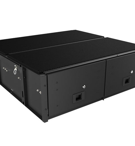 Make storing and organizing gear and valuables a no-brainer. These 2 lockable drawers can be fitted in many vehicles as a universal drawer solution. Hide contents from prying eyes while creating more usable and easily accessible storage space in your vehicle. Engineered tough for both on and off-road travel. Product Dimensions: 880mm (34.6'') L x 940mm (37'') W x 332mm (13.1'') H