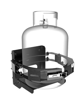 Transport and store you gas/propane bottle onto the side of your vehicle with this 3CR12 stainless steel holder.