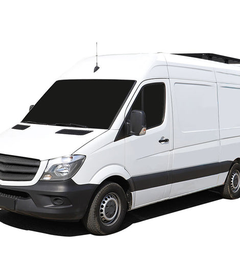 This 1560mm/61.4'' long, Slimline II cargo carrying roof rack kit for the Freightliner Sprinter (2007+) contains a Slimline II Tray, Wind Deflector, Track set and 6 Mounting Feet. Drilling is required for installation.
