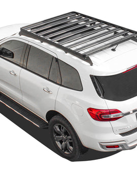 This 1762mm/69.4 long full-size Slimline II cargo roof rack kit contains the Slimline II Tray, Wind Deflector and 2 Foot Rails to mount the Slimline II Tray to your Ford Everest. It easily installs using the existing factory mounting points. No drilling required.