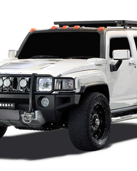 This 1560mm/61.4'' long full-size Slimline II cargo carrying roof rack kit for the Hummer H3 contains Slimline II Tray, Wind Deflector, 2 Tracks, 12 Large Stud Plates and 6 Feet. This taller kit has space for mounting the Front Runner tables or other compatible accessories under the rack. 