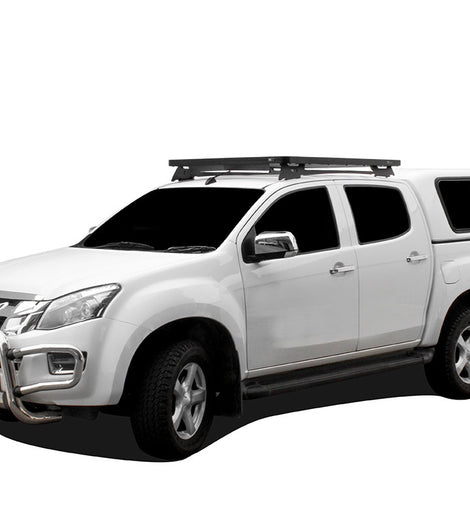 This 1358mm/53.5'' long full-size Slimline II cargo roof rack kit contains the Slimline II Tray, Wind Deflector and 2 Foot Rails to mount the Slimline II Tray to your Isuzu Double Cab. No drilling required.
