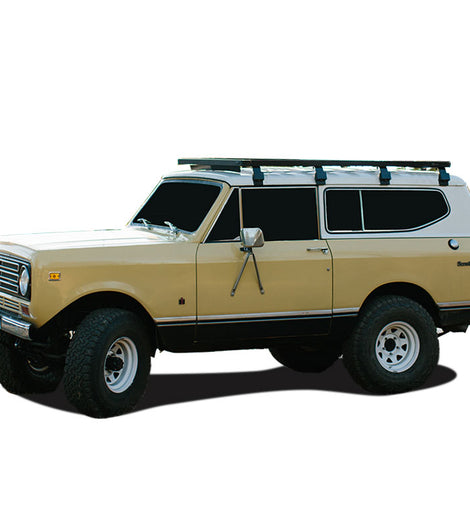 This 1964mm/77.3'' long full-size Slimline II cargo carrying roof rack kit for the International Scout II contains Slimline II Tray and Wind Deflector, as well as 8 Gutter Mount legs for mounting the Tray to the vehicle. This taller kit has space for mounting the Front Runner tables or other compatible accessories under the rack. Installs easily with no drilling required.