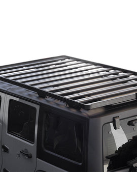 This Slimline II rack kit contains all the components needed to mount the Slimline II cargo carrying rack to a Jeep JK 4 door 2007-2018 including the Slimline II Tray (1425mm x 2368mm), the Jeep Extreme Mounting System and a Wind Deflector. This rugged, sophisticated, high performance, nearly indestructible rack system allows you to quickly remove the Freedom Panels and works with the hardtop roof on or with no roof at all.