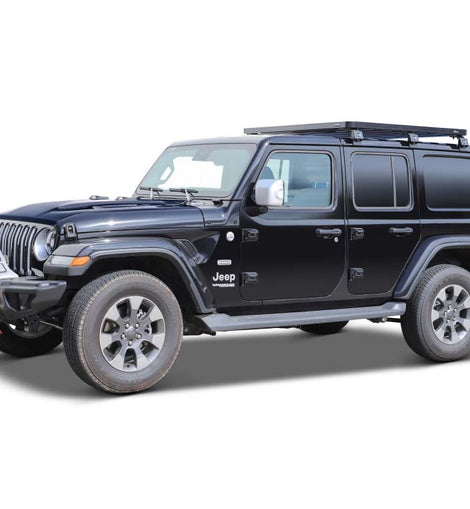 This Jeep Wrangler JL 4 Door Slimline II ½ Roof Rack is made for full adventure. Carry your adventure gear on the roof of your Jeep while clearing our precious interior cargo space and still have enough room for any adventure.