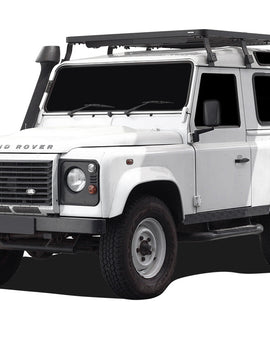 This 1964mm/77.3'' long full-size Slimline II cargo carrying roof rack kit for the Land Rover Defender 90 contains Slimline II Tray and Wind Deflector, as well as 8 Gutter Mount legs for mounting the Tray to the vehicle. It installs easily with no drilling required.