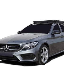 This 1358mm/53.5 long, full-size, Slimline II cargo roof rack kit contains the Slimline II Tray, Wind Deflector and 2 pairs of Rail Grip Feet to mount the Slimline II Tray to the roof rails of your Mercedes C-Class Estate. This system installs easily with off-road tough feet that grip onto the existing factory/OEM roof rails. No drilling required.
