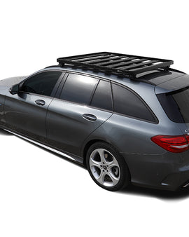 This 1358mm/53.5 long, full-size, Slimline II cargo roof rack kit contains the Slimline II Tray, Wind Deflector and 2 pairs of Rail Grip Feet to mount the Slimline II Tray to the roof rails of your Mercedes C-Class Estate. This system installs easily with off-road tough feet that grip onto the existing factory/OEM roof rails. No drilling required.