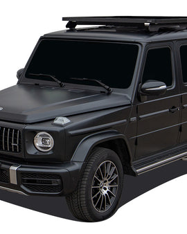 This 1964mm/77.3 long full-size Slimline II cargo roof rack kit contains the Slimline II Tray, Wind Deflector and 2 Foot Rails to mount the Slimline II Tray to your G-Class. Easily installs using the existing factory mounting points. No drilling required.