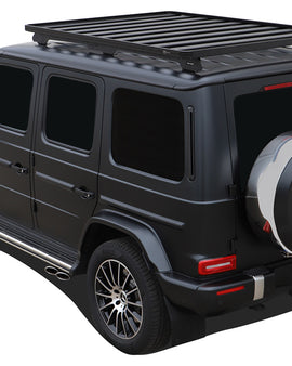 This 1964mm/77.3 long full-size Slimline II cargo roof rack kit contains the Slimline II Tray, Wind Deflector and 2 Foot Rails to mount the Slimline II Tray to your G-Class. Easily installs using the existing factory mounting points. No drilling required.