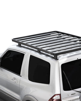 This 1560mm/61.4'' long full-size Slimline II cargo carrying roof rack kit for the Mitsubishi Pajero/Montero CK (3rd Gen) SWB contains Slimline II Tray, Wind Deflector, 2 Tracks and 6 Feet. Drilling is required for installation.