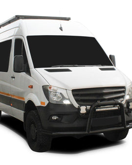 This 2772mm/ 109'' long, full-size, Slimline II cargo carrying roof rack kit for the Volkswagen Crafter w/o OEM Tracks contains Slimline II Tray, Wind Deflector, 2 Tracks and 8 mounting Feet. Drilling is required for installation.