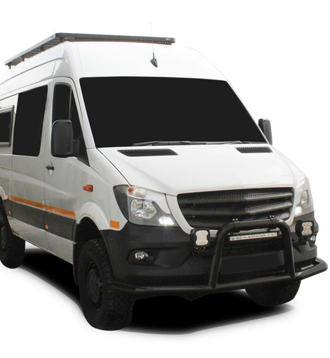 This 2772mm/ 109'' long, full-size, Slimline II cargo carrying roof rack kit for the Volkswagen Crafter w/OEM Tracks contains Slimline II Tray, Wind Deflector and 8 mounting Feet. This taller kit has space for mounting the Front Runner tables or other compatible accessories under the rack. 