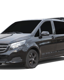 This 1358mm/53.5 long half-size Slimline II cargo roof rack kit contains the Slimline II Tray, Wind Deflector and 2 Foot Rails to mount the Slimline II Tray to your V-Class XLWB. Easily installs using the existing factory mounting points. No drilling required.