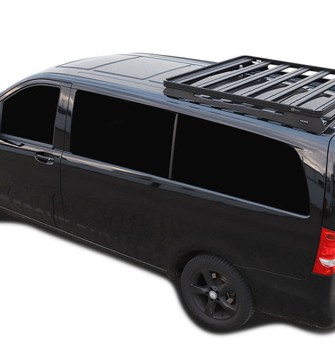 This 1156mm/45.5'' long 1/2 size Slimline II cargo carrying roof rack kit contains a Slimline II Tray, Wind Deflector and 2 Foot Rails to mount the Slimline II Tray to your Mercedes Benz V-Class SWB 2014+. Easily installs using the existing factory mounting points. No drilling required.NOTE: This kit is only suitable for the compact wheel base 3200mm/125.98'' (Vehicle Length: 4895mm/192.72'')