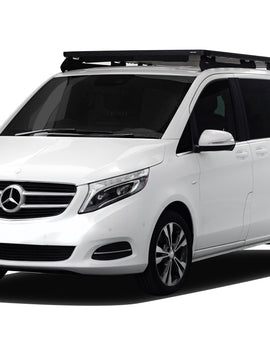 This 2772mm/109.1 long full-size Slimline II cargo roof rack kit contains the Slimline II Tray, Wind Deflector and 2 Foot Rails to mount the Slimline II Tray to your V-Class XLWB. Easily installs using the existing factory mounting points. No drilling required.