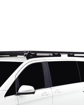 This 2772mm/109.1 long full-size Slimline II cargo roof rack kit contains the Slimline II Tray, Wind Deflector and 2 Foot Rails to mount the Slimline II Tray to your V-Class XLWB. Easily installs using the existing factory mounting points. No drilling required.