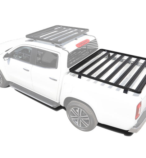 This kit creates a full-size rack that sits above your Mercedes X-Class’s (2017 + w/ OEM bed rails) load bed. This Slimline II cargo carrying rack kit contains the Slimline II tray (1475mm x 1560mm) and 4 Pickup Truck Bed Universal Legs that fit into the existing factory/OEM bed tracks. No drilling required.