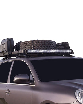 This 1358mm/53.5 long, full-size, Slimline II cargo roof rack kit contains the Slimline II Tray, Wind Deflector and 2 pairs of Grab-On Feet to mount the Slimline II Tray to the roof rails of your Porsche Cayenne (2002-2010). This system installs easily with off-road tough feet that grab on to the existing factory/OEM roof rails. No drilling required.