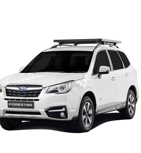 This 1358mm/53.5” long, full-size, Slimline II cargo roof rack kit contains the Slimline II Tray, Wind Deflector and 2 pairs of Grab-On Feet to mount the Slimline II Tray to the roof rails of your Subaru Forester. This system installs easily with off-road tough feet that grab on to the existing factory/OEM roof rails. No drilling required.