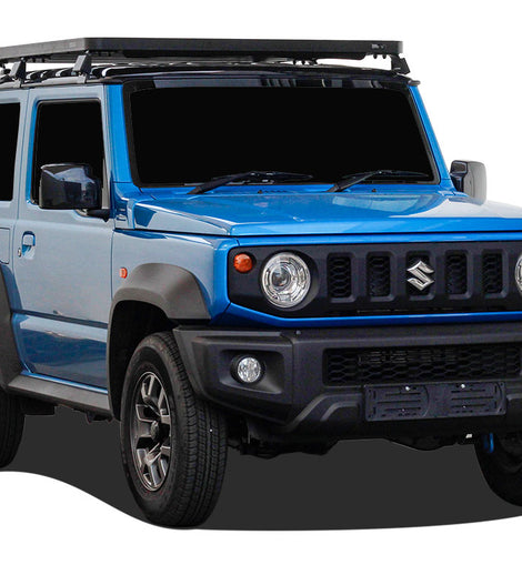 This 1560mm/61.4'' long, full-size, Slimline II cargo carrying roof rack kit for the Suzuki Jimny 2018+ contains Slimline II Tray and Wind Deflector, as well as 6 Gutter Mount Legs for mounting the Tray to the vehicle. Installs easily with no drilling required.