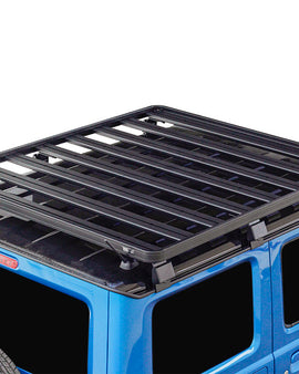 This 1560mm/61.4'' long, full-size, Slimline II cargo carrying roof rack kit for the 2018+ Suzuki Jimny contains the Slimline II Tray and Wind Deflector, as well as 6 Gutter Mount Legs for mounting the Tray to the vehicle. This taller kit has space for mounting the Front Runner tables or other compatible accessories under the rack. Installs easily with no drilling required.
