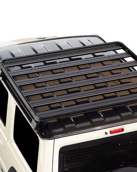 This 1156mm/45.5'' long, 3/4 size, Slimline II cargo carrying roof rack kit for the Suzuki Jimny 2018+ contains the Slimline II Tray and Wind Deflector, as well as 4 Gutter Mount Legs for mounting the Tray to the vehicle. Installs easily with no drilling required.