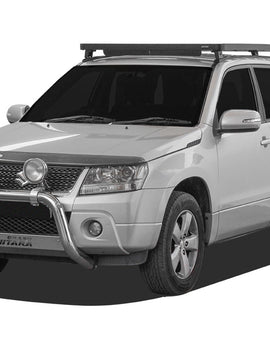 This 1762mm/69.4'' long full-size Slimline II cargo carrying roof rack kit for the Suzuki Grand Vitara (2007-2014) contains Slimline II Tray, Wind Deflector, 2 Tracks and 6 Feet. Drilling is required for installation.