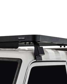 This 752mm/29.6'' long, full-size, Slimline II cargo carrying roof rack kit for your Toyota Land Cruiser Pickup contains Slimline II Tray and Wind Deflector, as well as 4 Gutter Mount Legs for mounting the Tray to the vehicle. Installs easily with no drilling required.