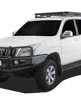 This 1964mm/77.3'' long full-size Slimline II cargo carrying roof rack kit contains a Slimline II Tray, Wind Deflector, and 2 foot rails to mount the Slimline II Tray to your Toyota Prado 120. It easily installs using the existing factory mounting points. No drilling required.