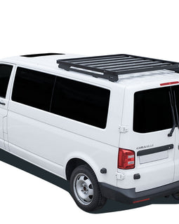 This 1358mm/53.5'' long 1/2 size Slimline II cargo carrying roof rack kit contains a Slimline II Tray, Wind Deflector, and 2 Foot Rails to mount the Slimline II Tray to your 2003-Current Volkswagen T5/T6. Easily installs using the existing factory mounting points. No drilling required.