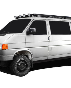 This 2772mm/109.1'' long full-size Slimline II cargo carrying roof rack kit for the Volkswagen T4 Transporter (1990-2003) contains Slimline II Tray, Wind Deflector, 2 Tracks and 8 Feet. Drilling is required for installation.