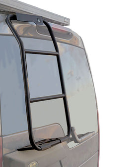 This smart ladder clips over the top of the Discovery 3 4’s / LR3, LR4's rear door and bolts behind the license plate light.