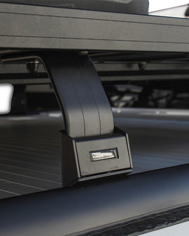This kit creates a full-size rack that sits above your Pickup Truck's load bed when fitted with a Mountain Top Cover. This Slimline II cargo carrying rack kit contains the Slimline II tray (1425mm x 1560mm) and 6 Pickup Roll Top Leg Mounts that fit into the existing factory/OEM tracks in your Mountain Top Cover.