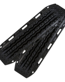 These lightweight and tough MAXTRAX recovery devices use integrated teeth that grip into a tyre's/tire's tread to provide traction in sand, mud or snow.