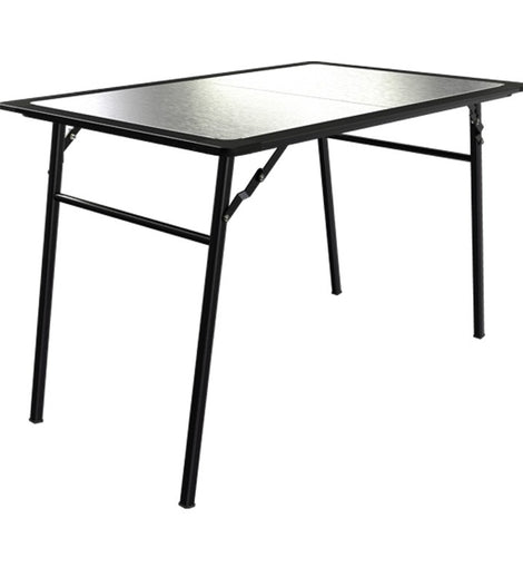 This lightweight, sturdy full-sized camp table is ideal for food preparation, food serving, and gathering around for a sit down camp dinner. Features include a stainless steel top and black powder-coated aluminum frame. Specifically designed to be easily stored UNDERNEATH most Front Runner Slimline II Roof Racks.*