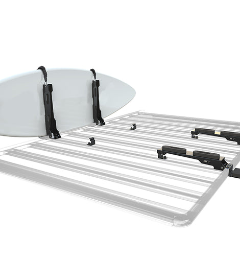 Get your board up and off the top of the Front Runner Slimline II Rack and free up valuable storage space for a Roof Top Tent or other gear. Designed to keep your boards safe and secure during transport on the worlds toughest roads. Features variable length adjustment, padded board protection and 2 carrying positions.