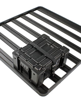 A smart, sturdy solution to quickly secure your storage box to your Front Runner rack.