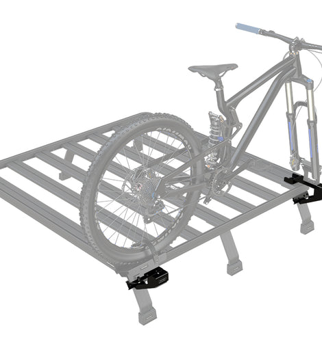 Go on, take your extra pair of wheels with. Load Bed Rack Side Mounts for Front Runner's bike mounts provides that extra space when its needed the most, when there is no space left on your rack. Works with either the Fork Mount Bike Carrier / Power Edition or Thru Axle Bike Carrier / Power Edition*.