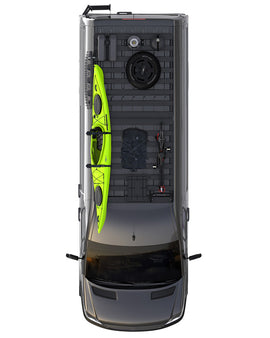 This 3120mm/122.8'' long, full-size, Slimline II cargo carrying roof rack kit for the Freightliner Sprinter (2007+) contains 2 Slimline II Trays, Wind Deflector, Track Set and 12 Mounting Feet. Drilling is required for installation.