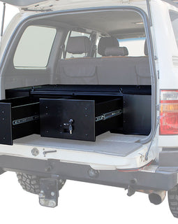 Make storing and organizing gear and valuables a no-brainer. These 2 lockable drawers with fitted deck and faceplates have been designed specifically for the Toyota Land Cruiser 100. Hide contents from prying eyes while creating more usable and easily accessible storage space in your vehicle.Engineered tough for both on and off-road travel.