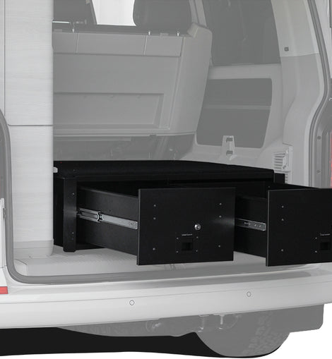 Get peace of mind on any adventure by storing and organizing your gear and valuables with these two lockable drawers. Designed specifically for the Volkswagen California, these drawers are engineered tough for both on and off-road travel.