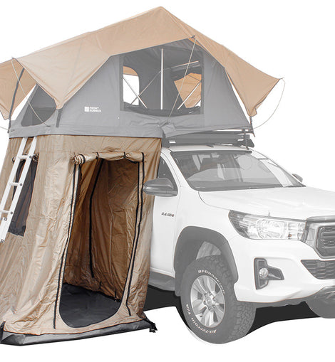 This spacious annex is made from durable, weatherproof and breathable materials and is a must-have accessory for the Front Runner Roof Top Tent. The two screened windows and screen door have solid roll-down flaps for additional privacy and protection from the elements.