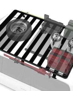 This 2166mm/85.3'' long full-size Slimline II cargo carrying roof rack kit for all 60 and 80 series Toyota Land Cruisers contains Slimline II Tray and Wind Deflector, as well as 6 Gutter Mount legs for mounting the Tray to the vehicle. It installs easily with no drilling required.